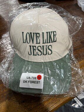 Love Like Jesus Adjustable Back Baseball ball cap hat NEW Green Tan